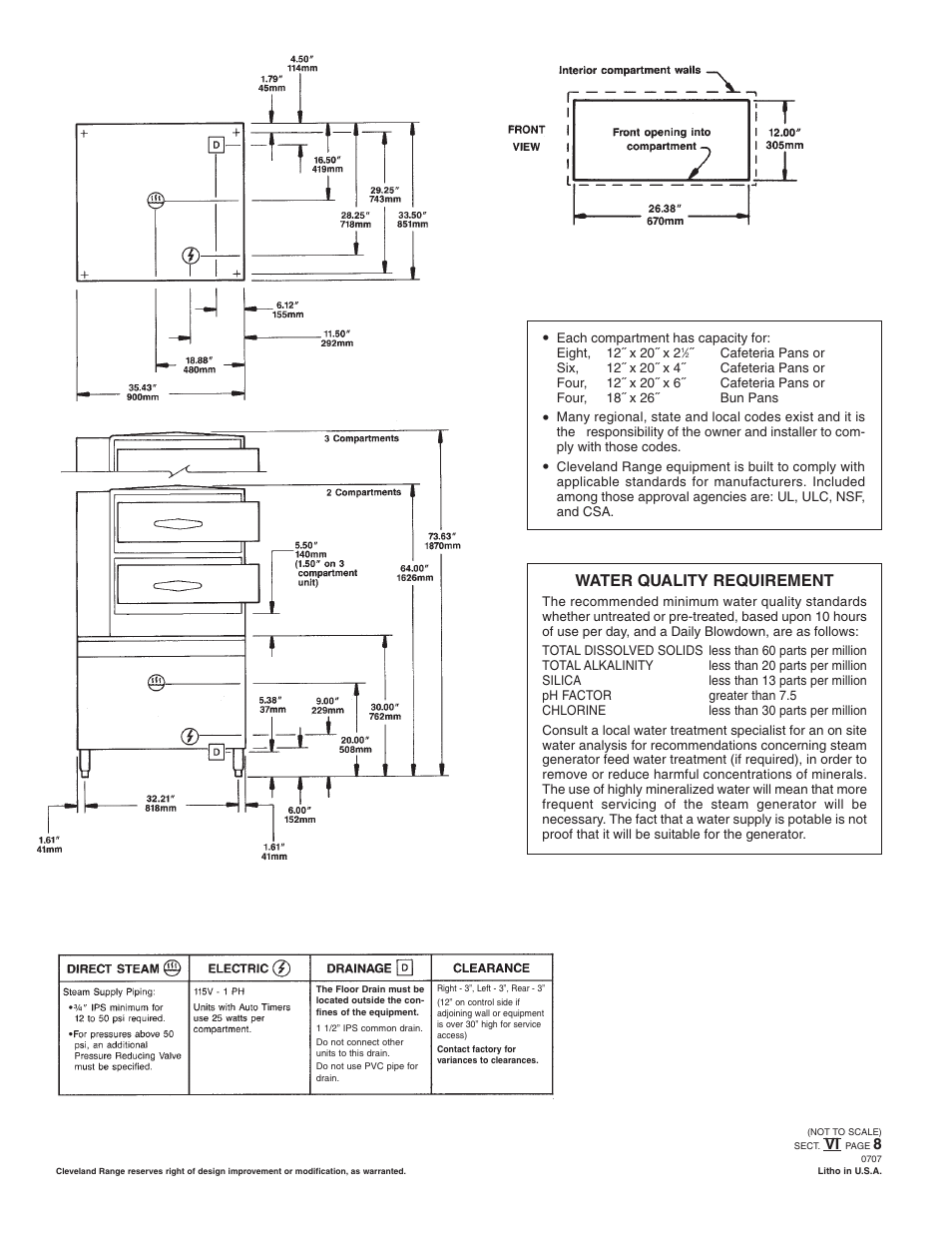 Water quality requirement | Cleveland Range Enodis PDM-2 User Manual | Page 2 / 2