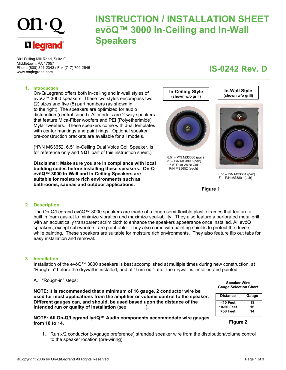 Legrand MS3650 User Manual | 3 pages