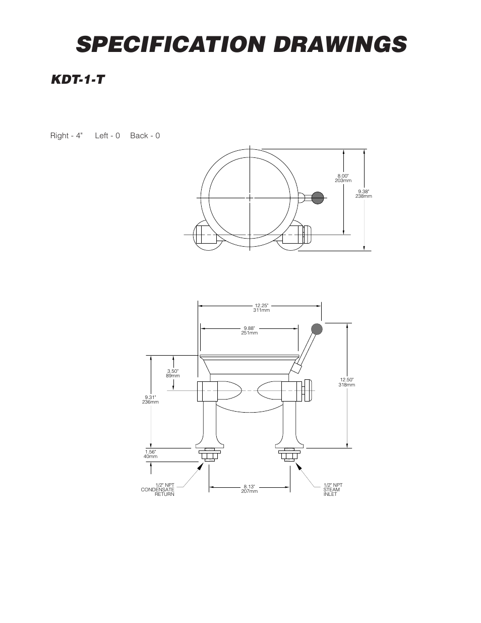 Specification drawings, Kdt-1-t | Cleveland Range SD-1050 User Manual | Page 15 / 18