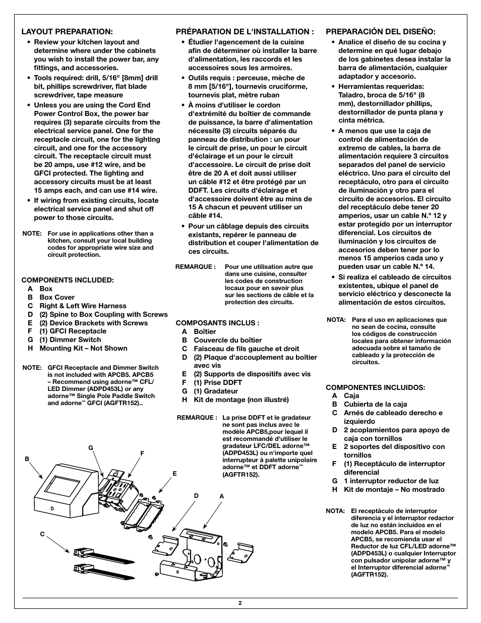 Legrand APCB2 User Manual | Page 2 / 8