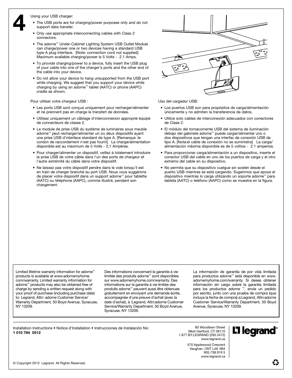 Legrand APUSB2 User Manual | Page 4 / 4