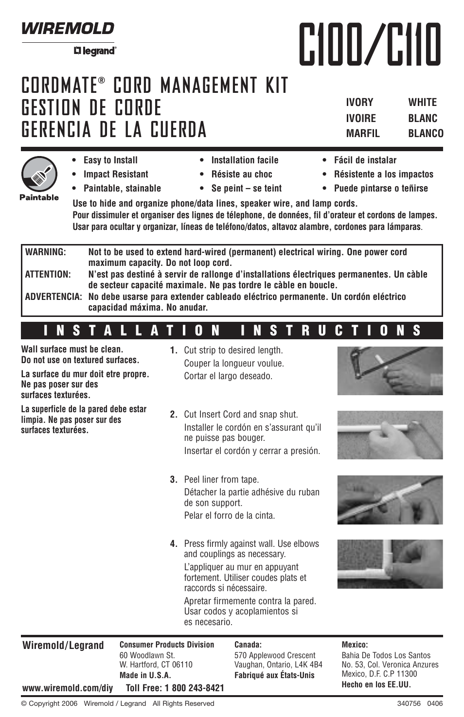 Legrand C100 User Manual | 1 page