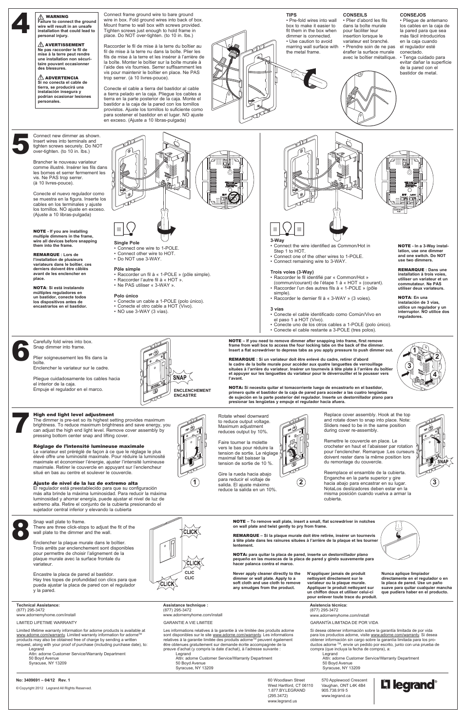 Legrand ADPD1103H User Manual | Page 2 / 2