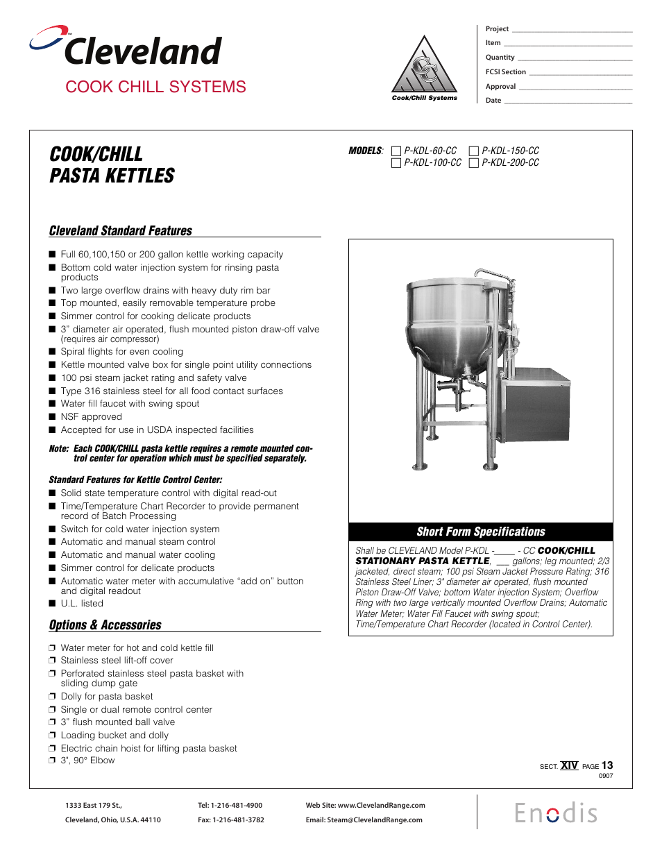 Cleveland Range P-KDL-200-CC User Manual | 2 pages
