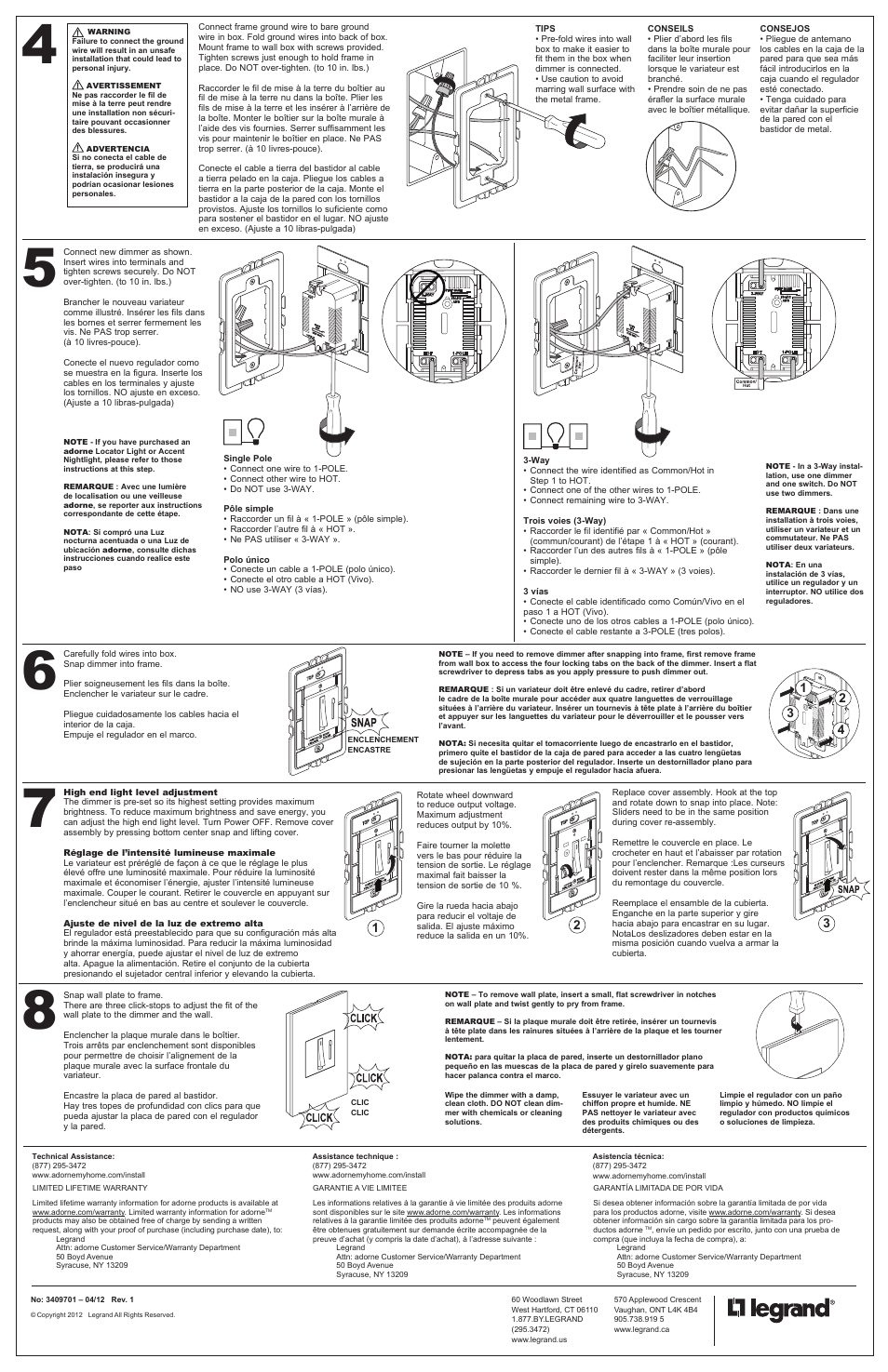 Legrand ADWR1103H User Manual | Page 2 / 2