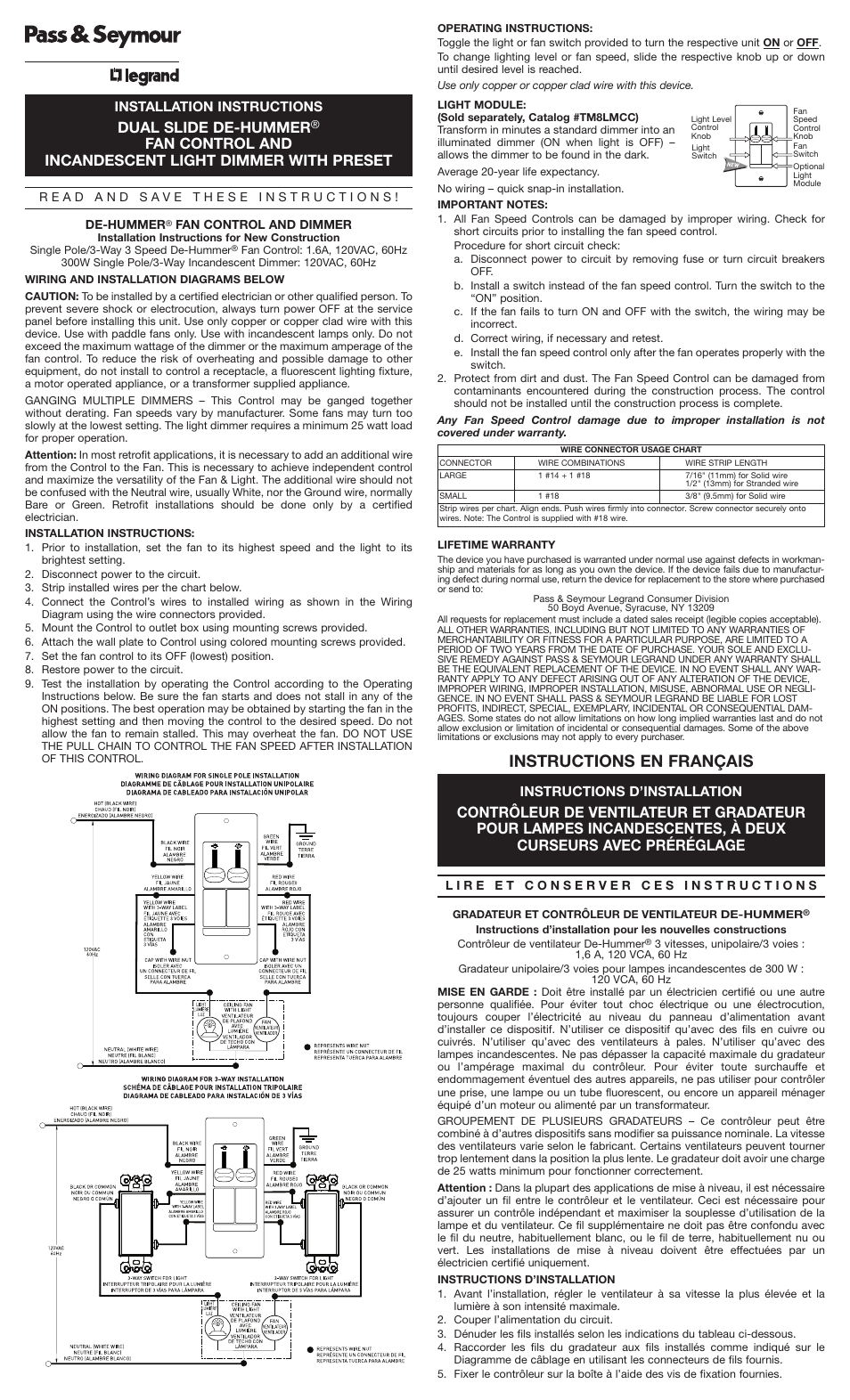 Legrand LSDC163PBKV User Manual | 2 pages