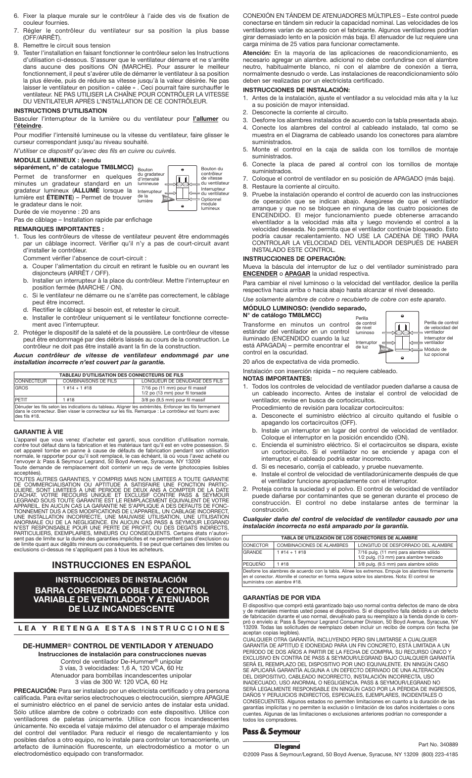 Instrucciones en español, Instrucciones de instalación | Legrand LSDC163PBKV User Manual | Page 2 / 2