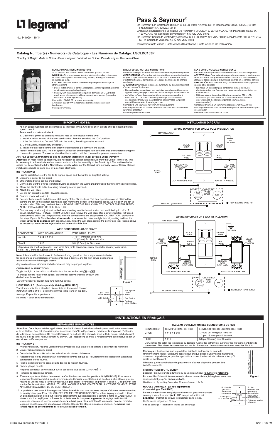 Legrand LSCLDC163PBK User Manual | 2 pages