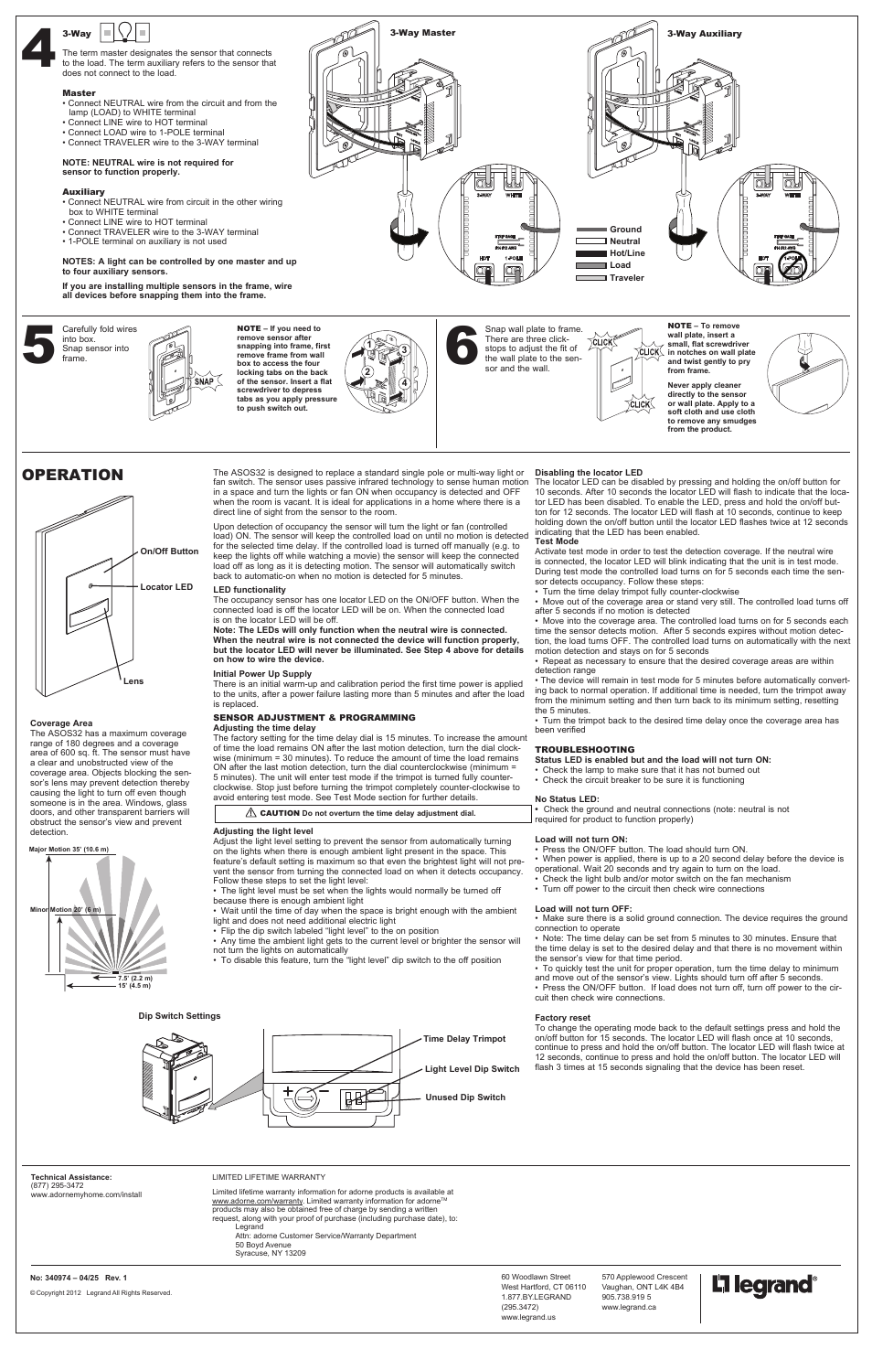 Operation | Legrand ASOS32 User Manual | Page 2 / 2