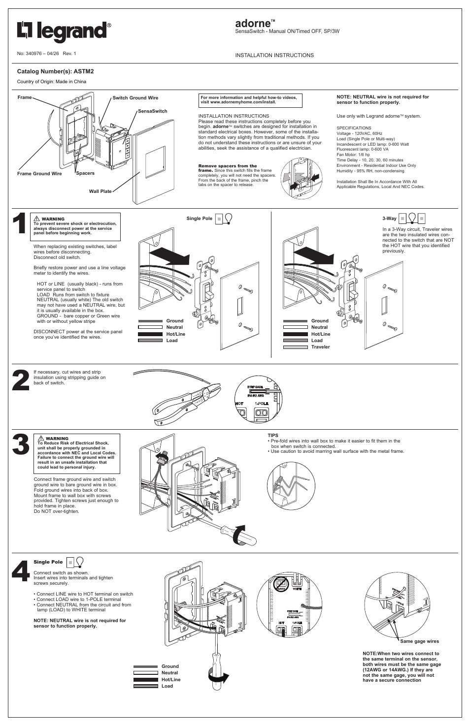 Legrand ASTM2 User Manual | 2 pages