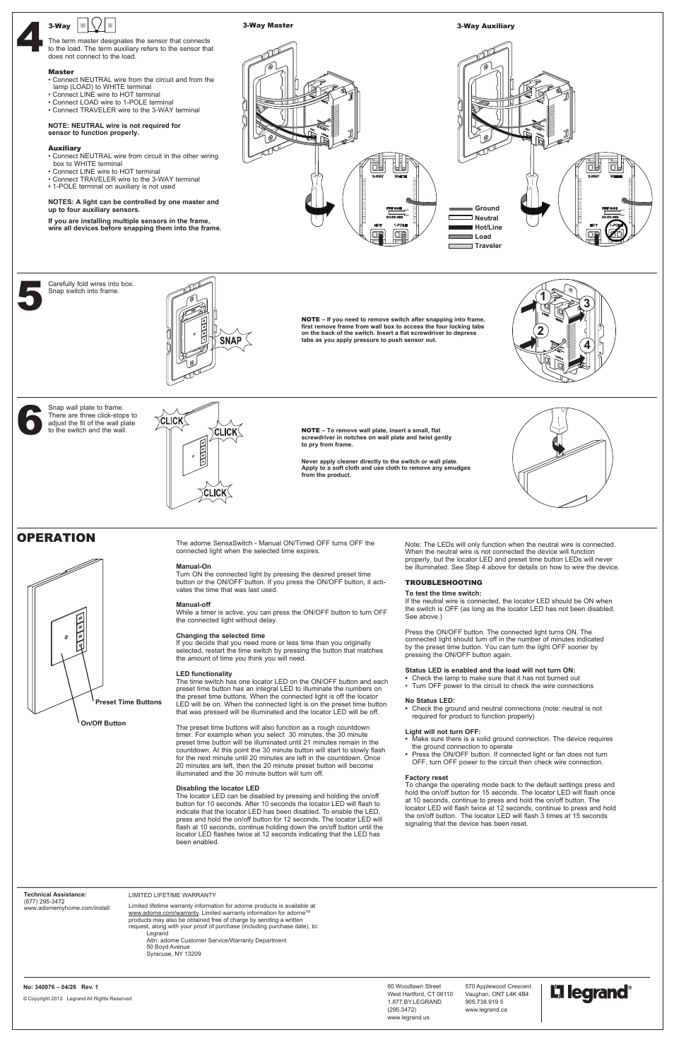 Operation | Legrand ASTM2 User Manual | Page 2 / 2