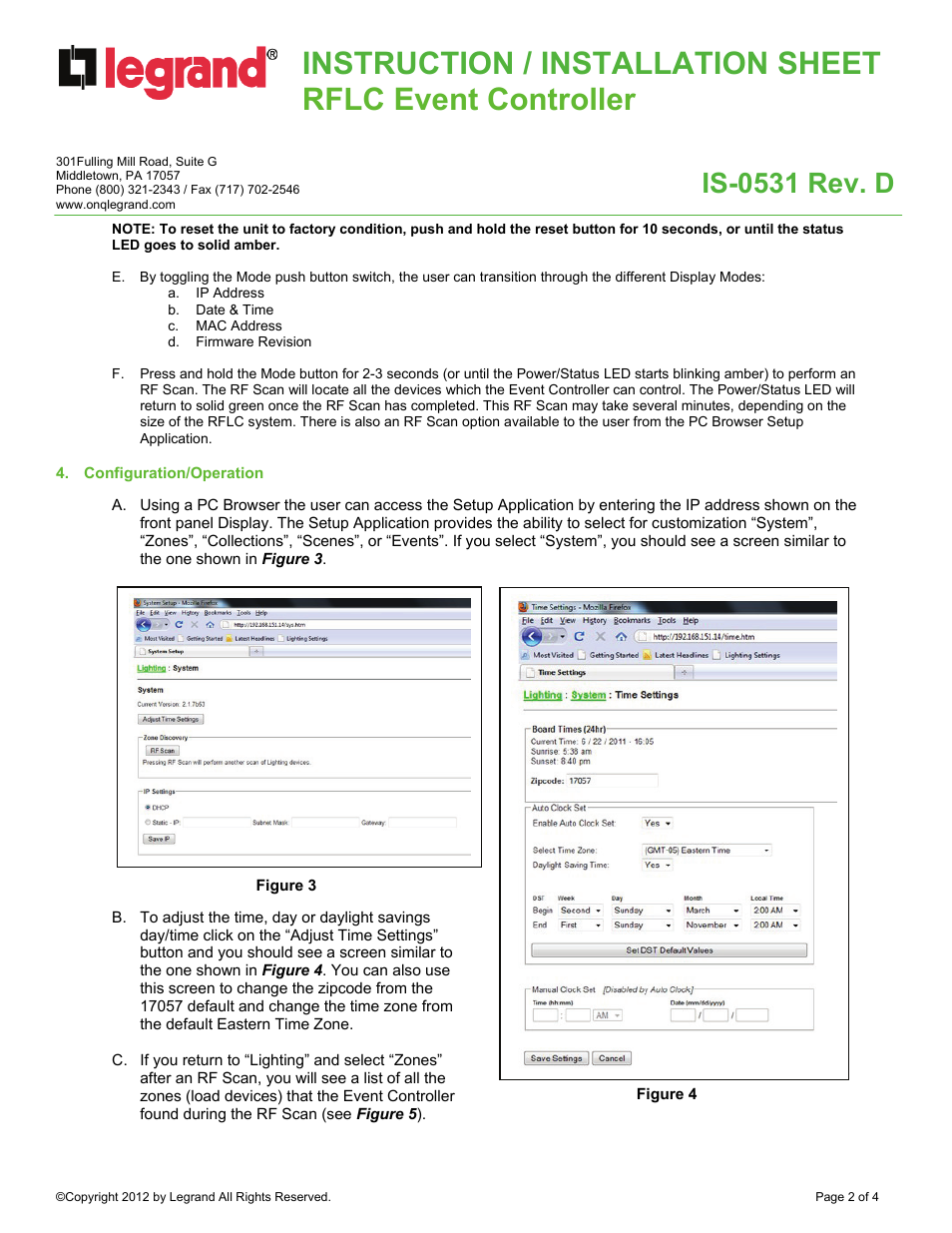 Is-0531 rev. d | Legrand LC6001 User Manual | Page 2 / 4