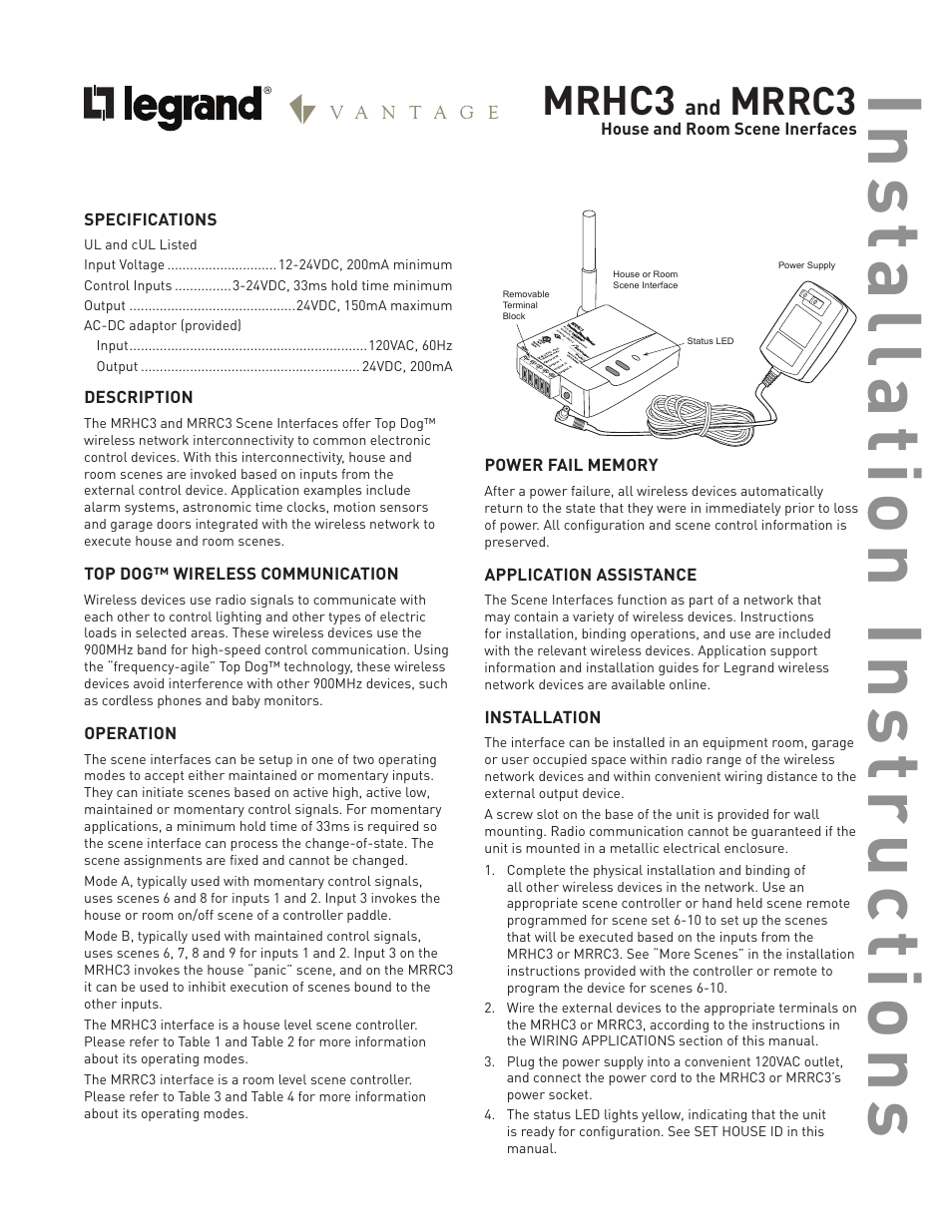 Mrhc3, Mrrc3 | Legrand MRHC3 User Manual | Page 2 / 5