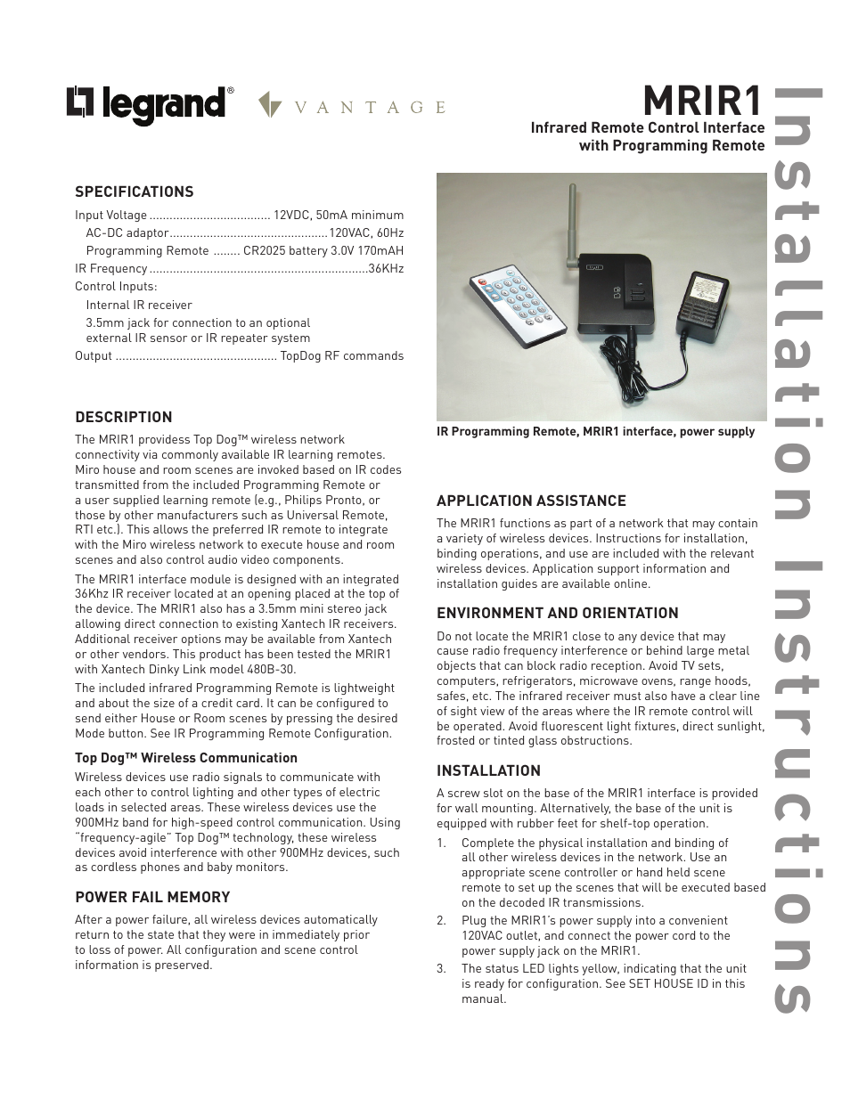 Mrir1 | Legrand MRIR1 User Manual | Page 2 / 5