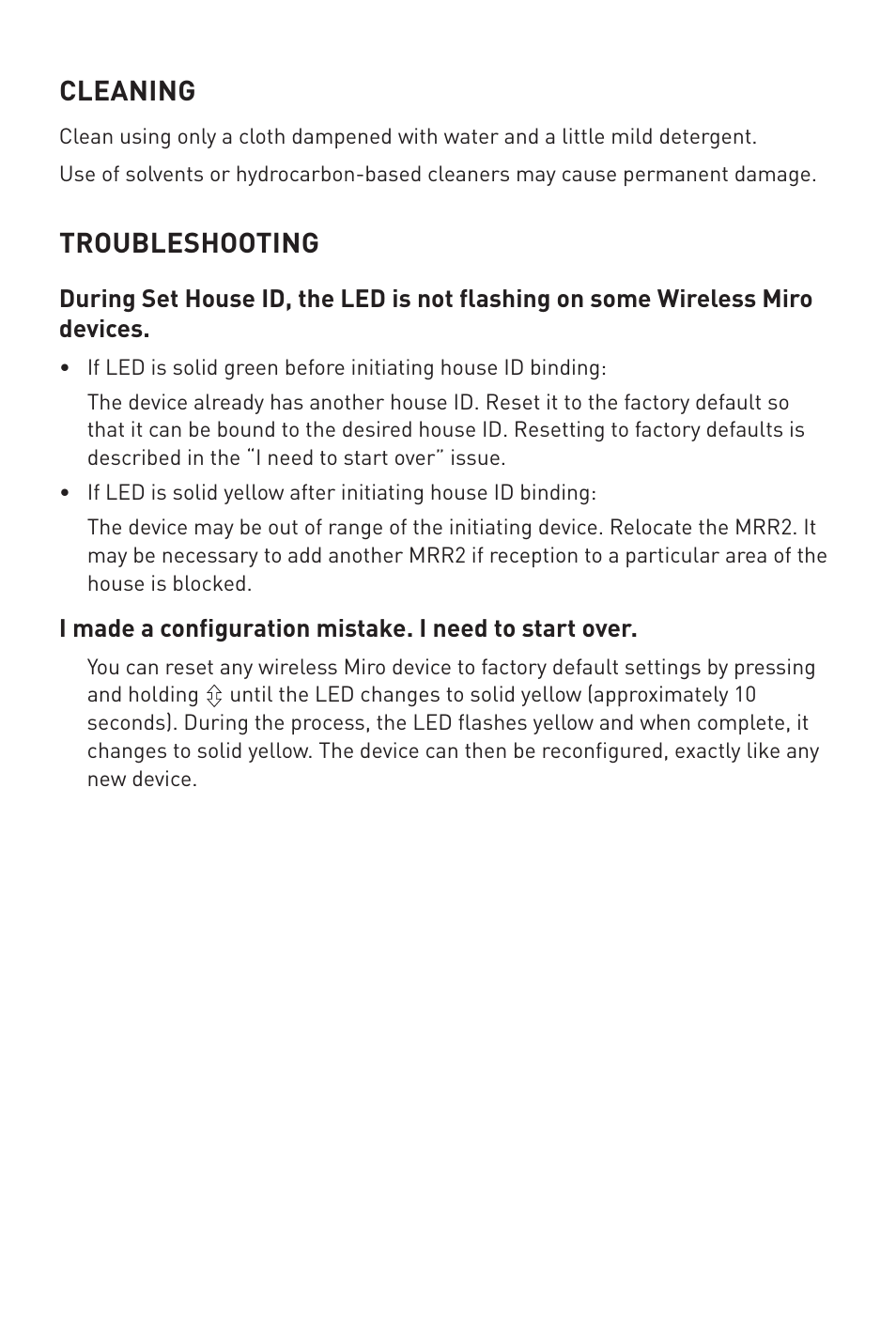 Cleaning, Troubleshooting | Legrand MRR2 User Manual | Page 2 / 9