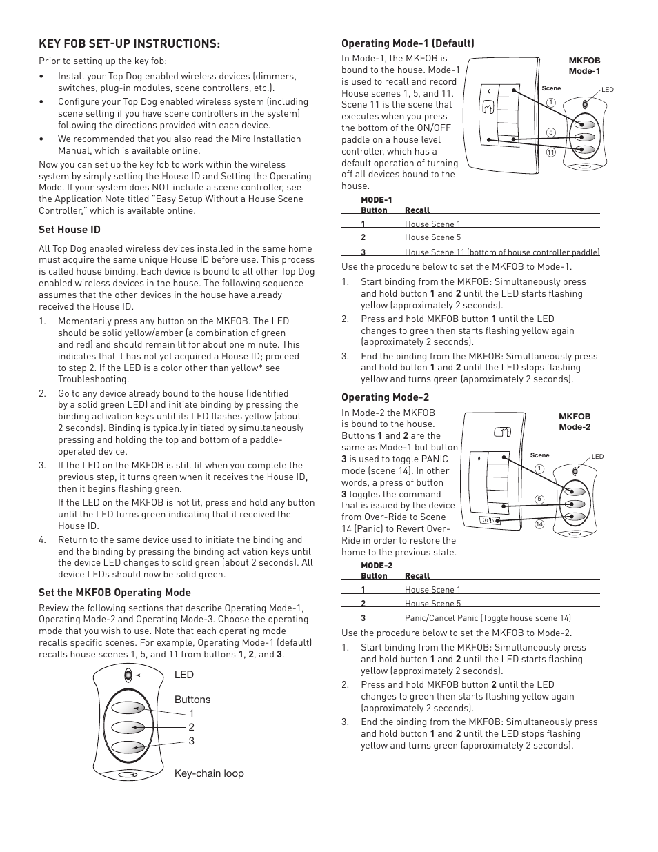 Key fob set-up instructions | Legrand MKFOB User Manual | Page 4 / 6
