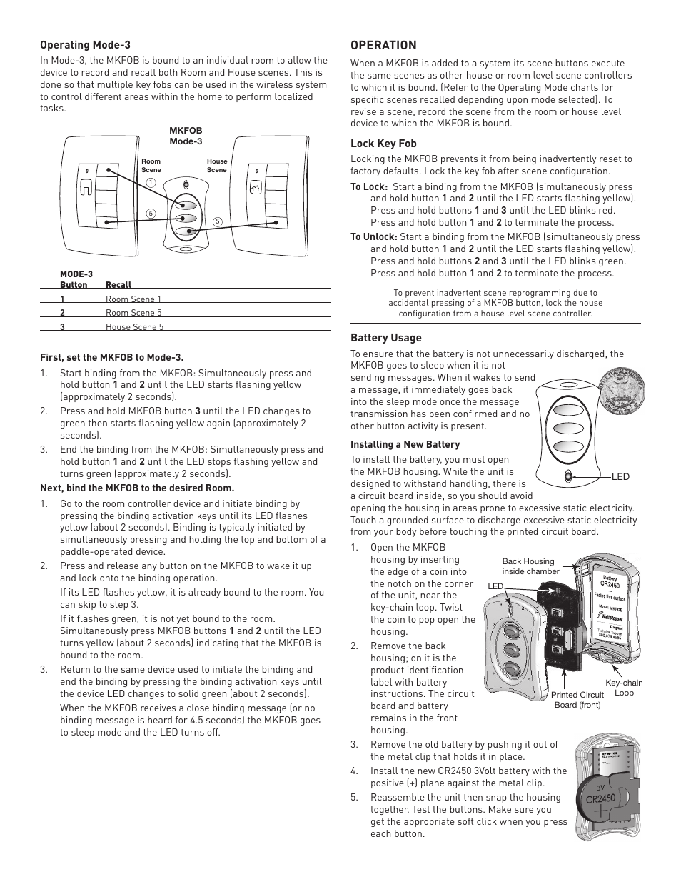 Operation | Legrand MKFOB User Manual | Page 5 / 6