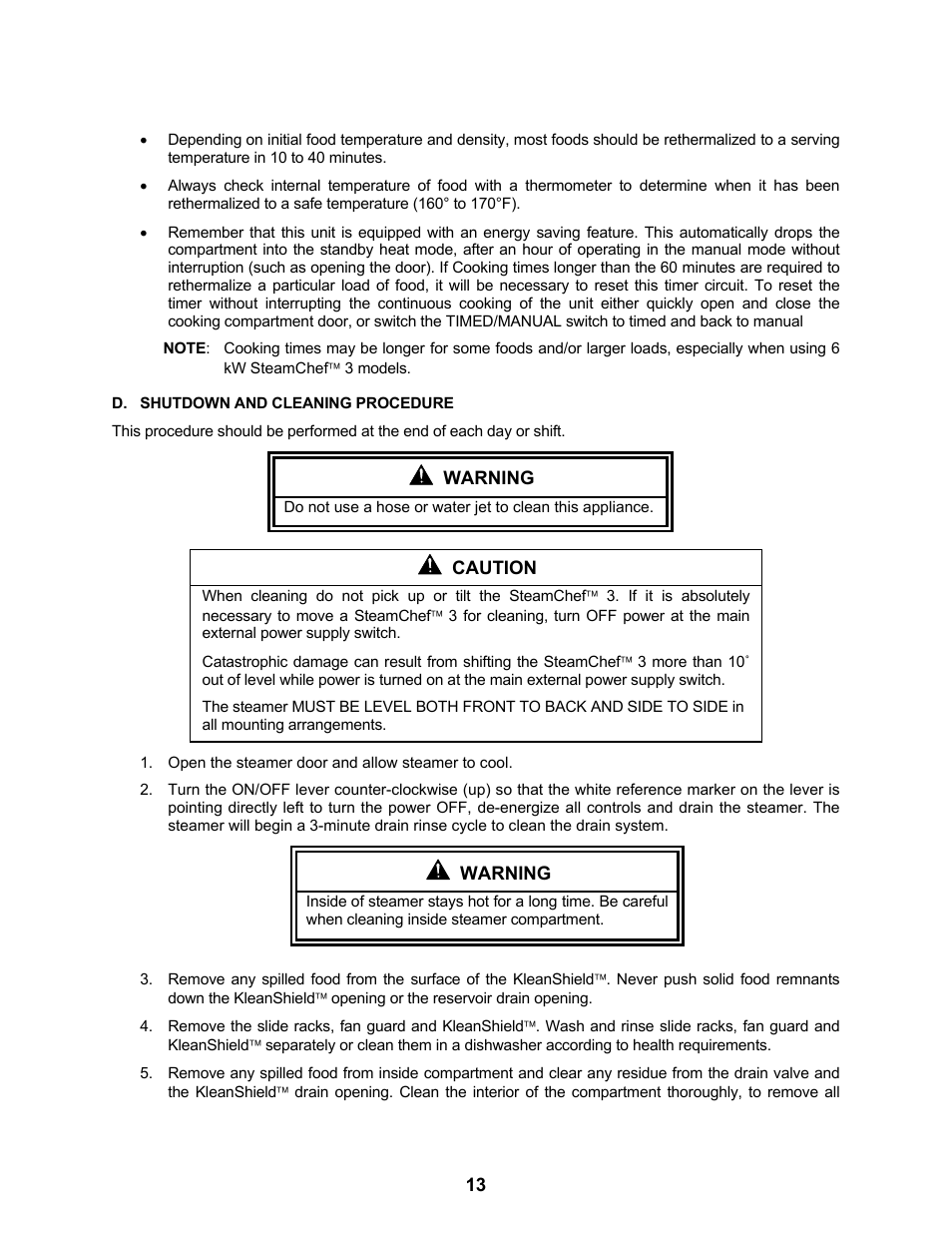 Cleveland Range Steam Cooker and Rethermalization Unit 22CET3A User Manual | Page 17 / 46