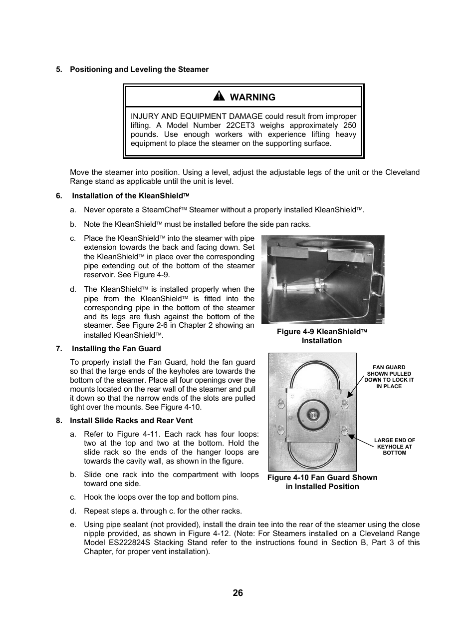 Warning | Cleveland Range Steam Cooker and Rethermalization Unit 22CET3A User Manual | Page 30 / 46