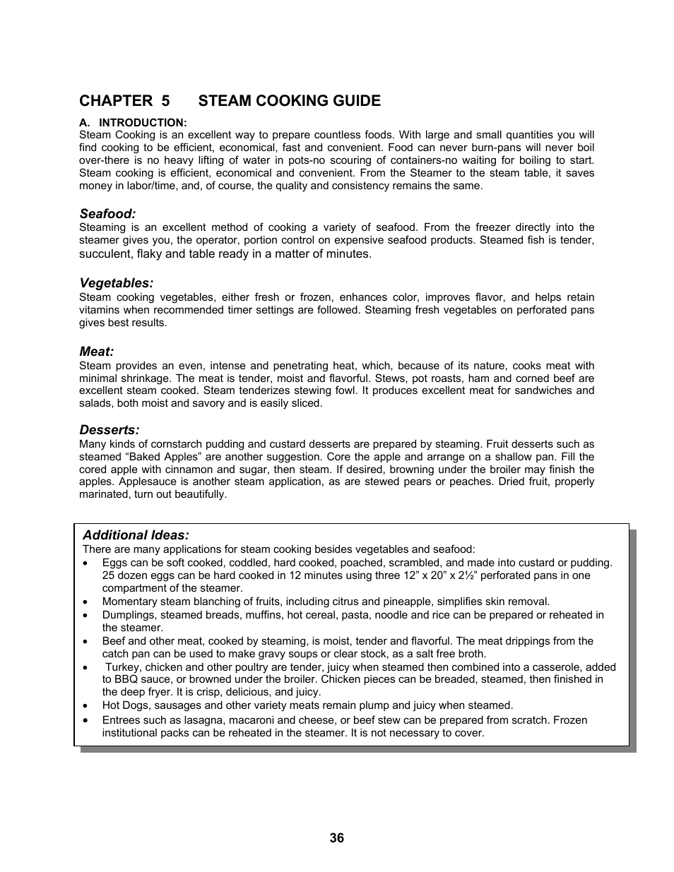 Chapter 5 steam cooking guide | Cleveland Range Steam Cooker and Rethermalization Unit 22CET3A User Manual | Page 40 / 46