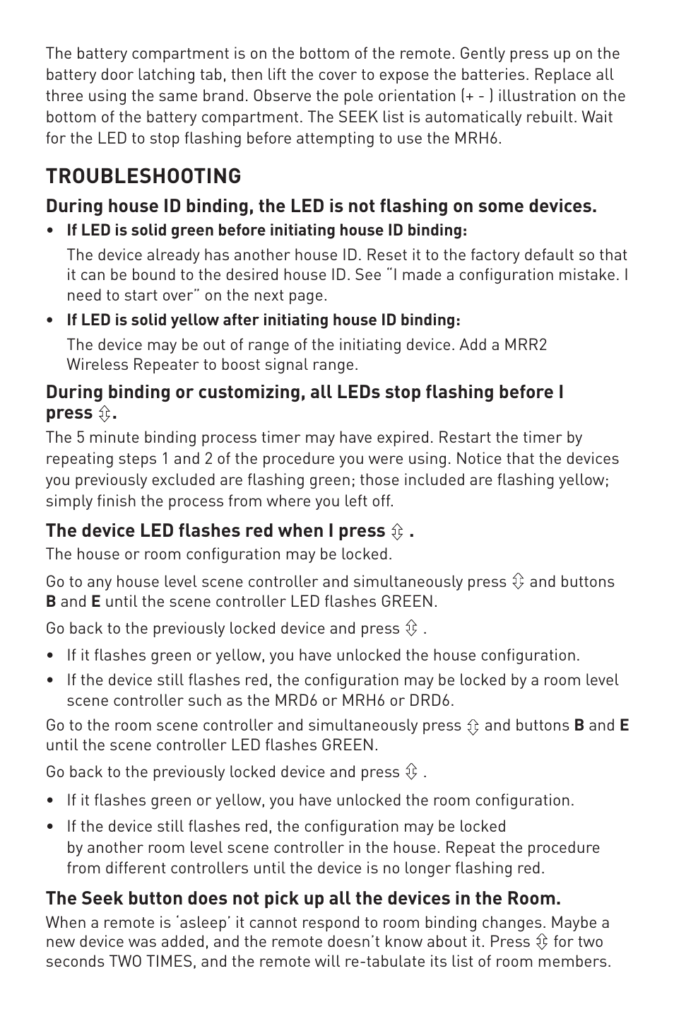 Troubleshooting | Legrand MRH6 User Manual | Page 3 / 11