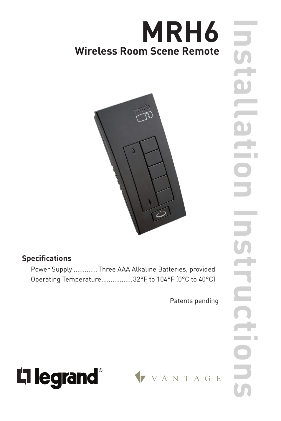 Mrh6 | Legrand MRH6 User Manual | Page 5 / 11