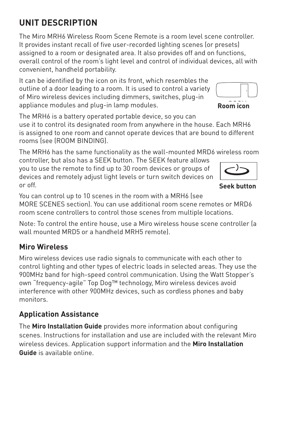 Seek, Unit description | Legrand MRH6 User Manual | Page 6 / 11