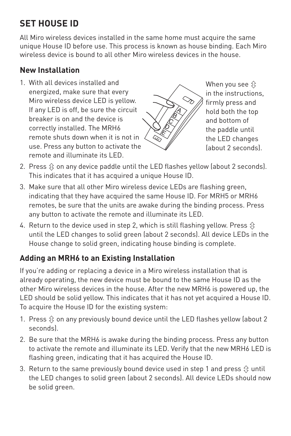 Set house id | Legrand MRH6 User Manual | Page 7 / 11