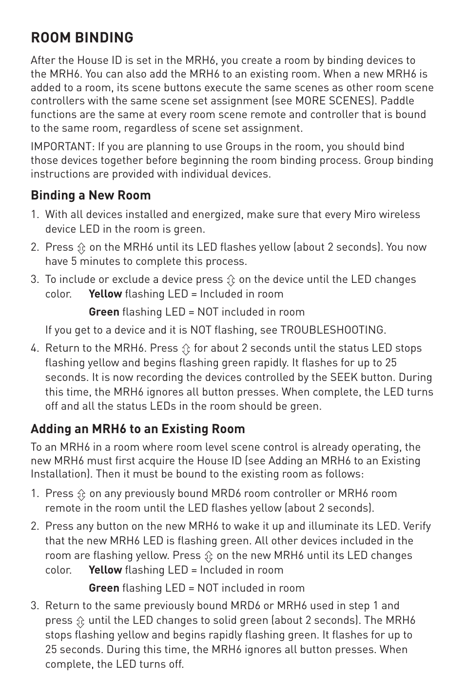 Room binding | Legrand MRH6 User Manual | Page 8 / 11