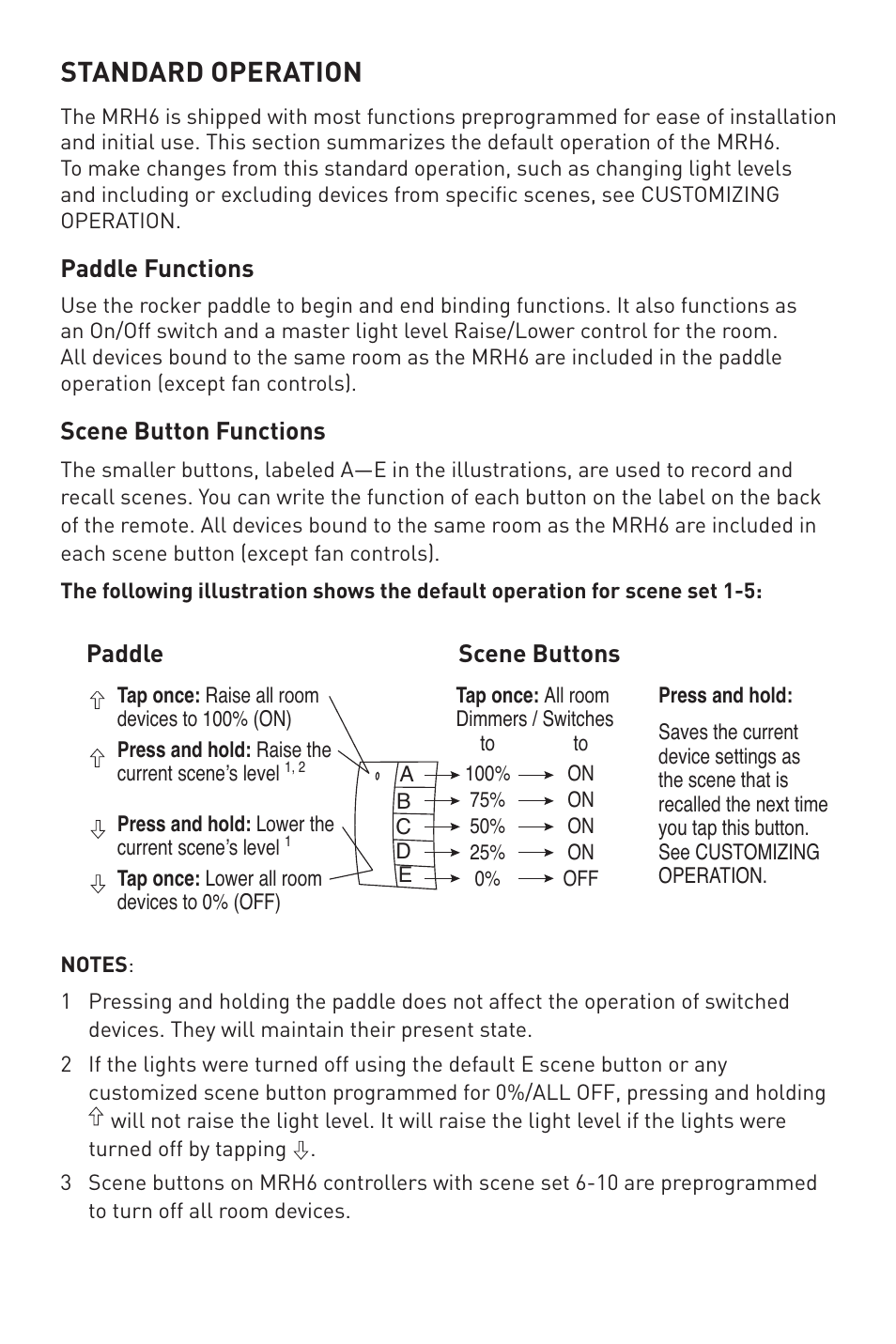 Standard operation | Legrand MRH6 User Manual | Page 9 / 11