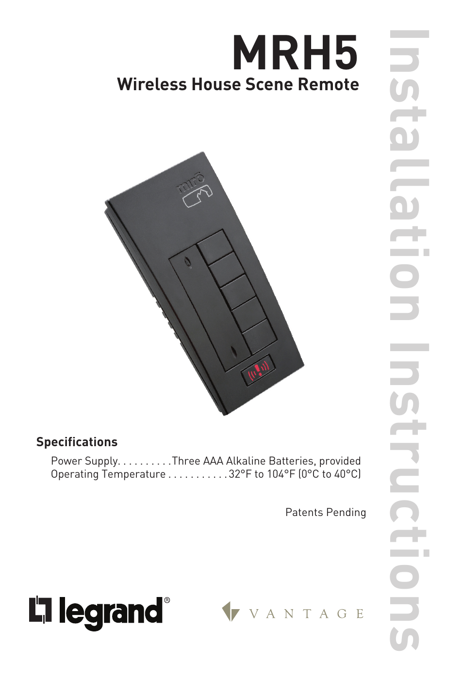 Mrh5 | Legrand MRH5 User Manual | Page 11 / 11