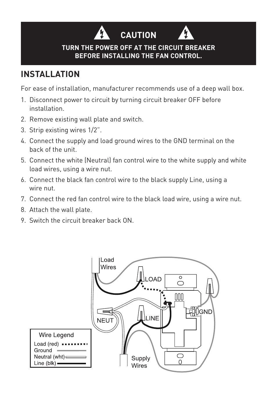 Installation, Caution | Legrand DRD9 User Manual | Page 6 / 9