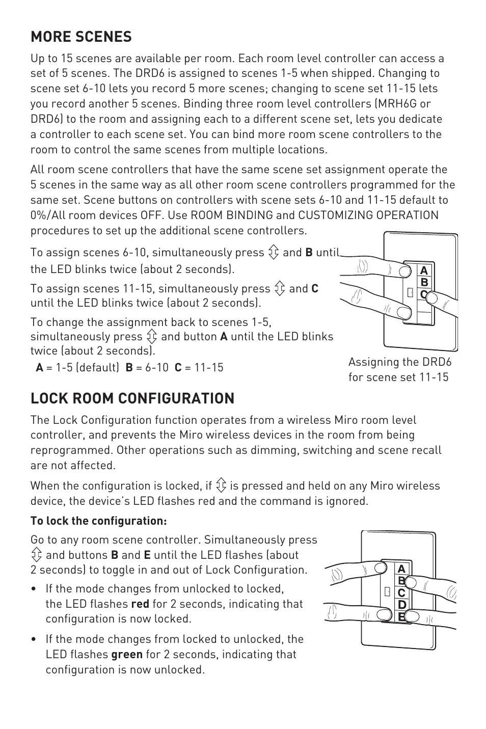 More scenes, Lock room configuration | Legrand DRD6 v2 User Manual | Page 2 / 11