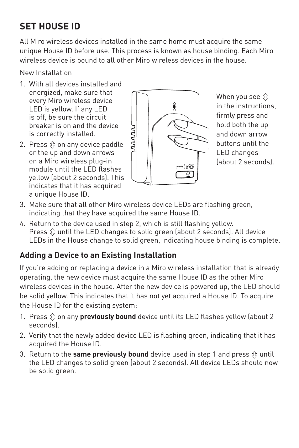 Set house id | Legrand MRP6 User Manual | Page 7 / 9