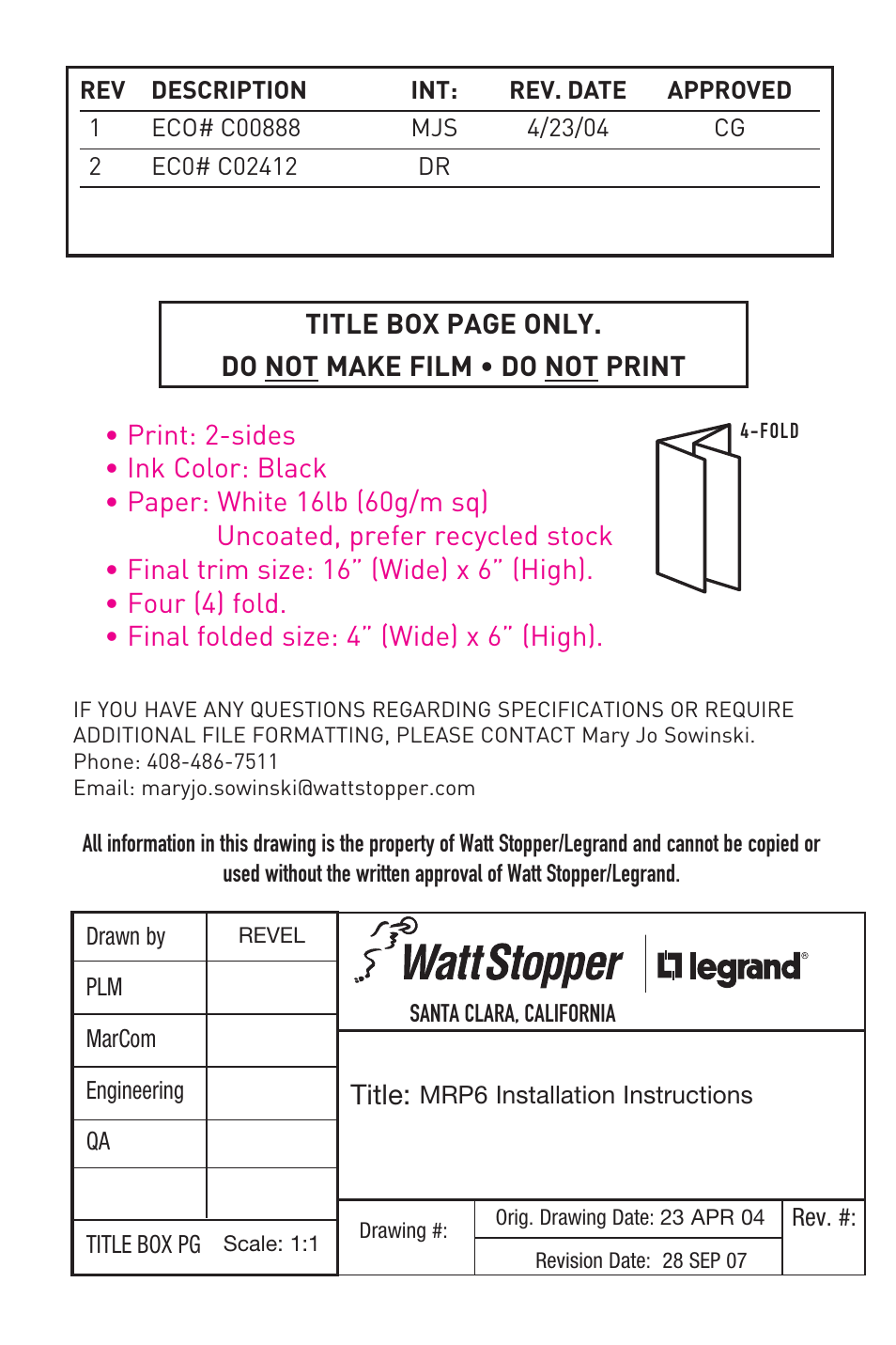 Legrand MRP6 User Manual | Page 9 / 9