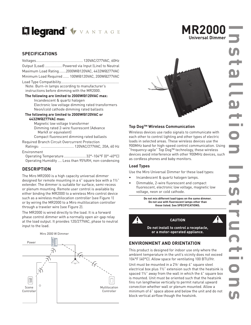 Mr2000 | Legrand MR2000 User Manual | Page 2 / 5