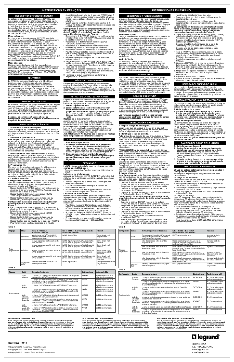 Legrand RW600U User Manual | Page 2 / 2