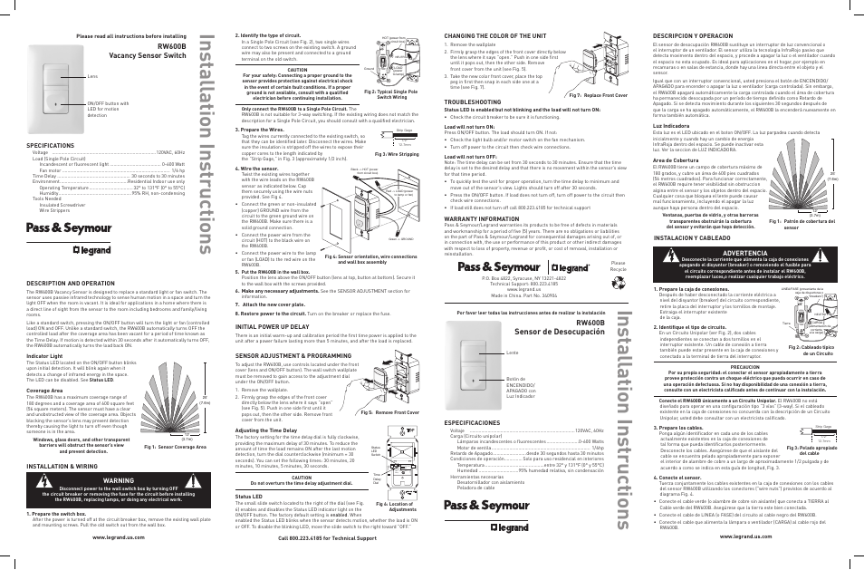 Legrand RW600B User Manual | 2 pages