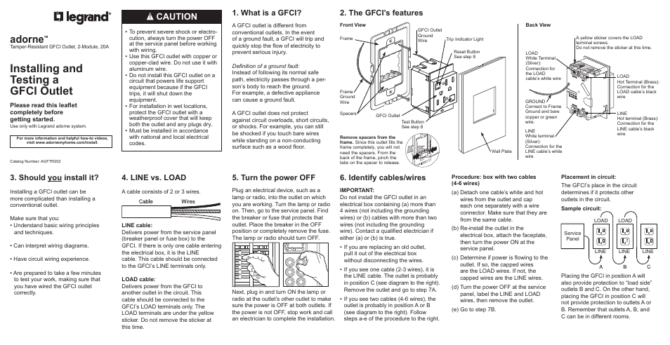 Legrand AGFTR202 User Manual | 2 pages