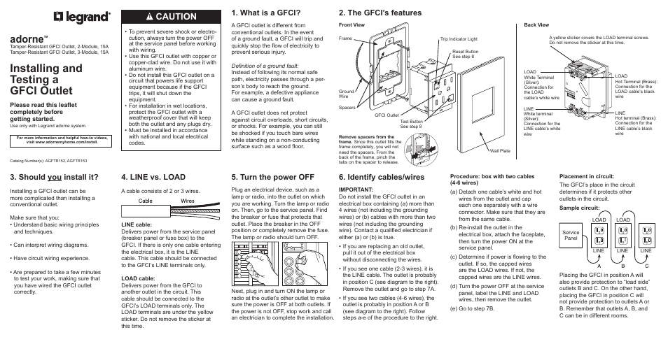 Legrand AGFTR152 User Manual | 2 pages