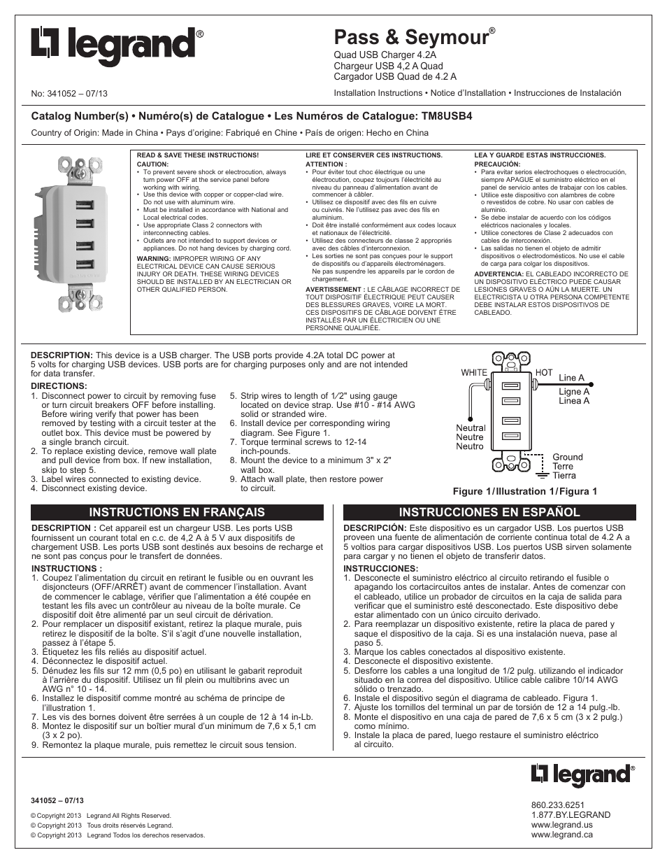 Legrand TM8USB4 User Manual | 1 page