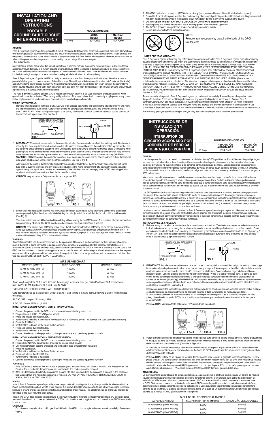 Legrand 1594CMA User Manual | 2 pages