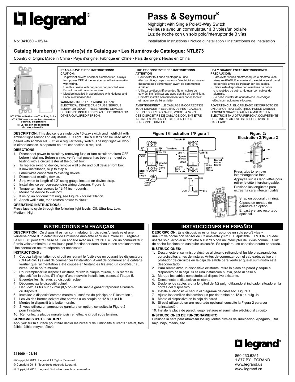 Legrand NTL873 User Manual | 1 page