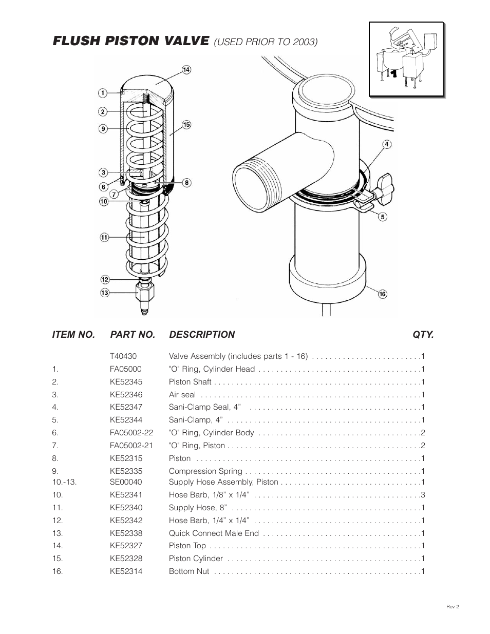 Flush piston valve, Used prior to 2003) | Cleveland Range HA-MKGL-80 User Manual | Page 18 / 47