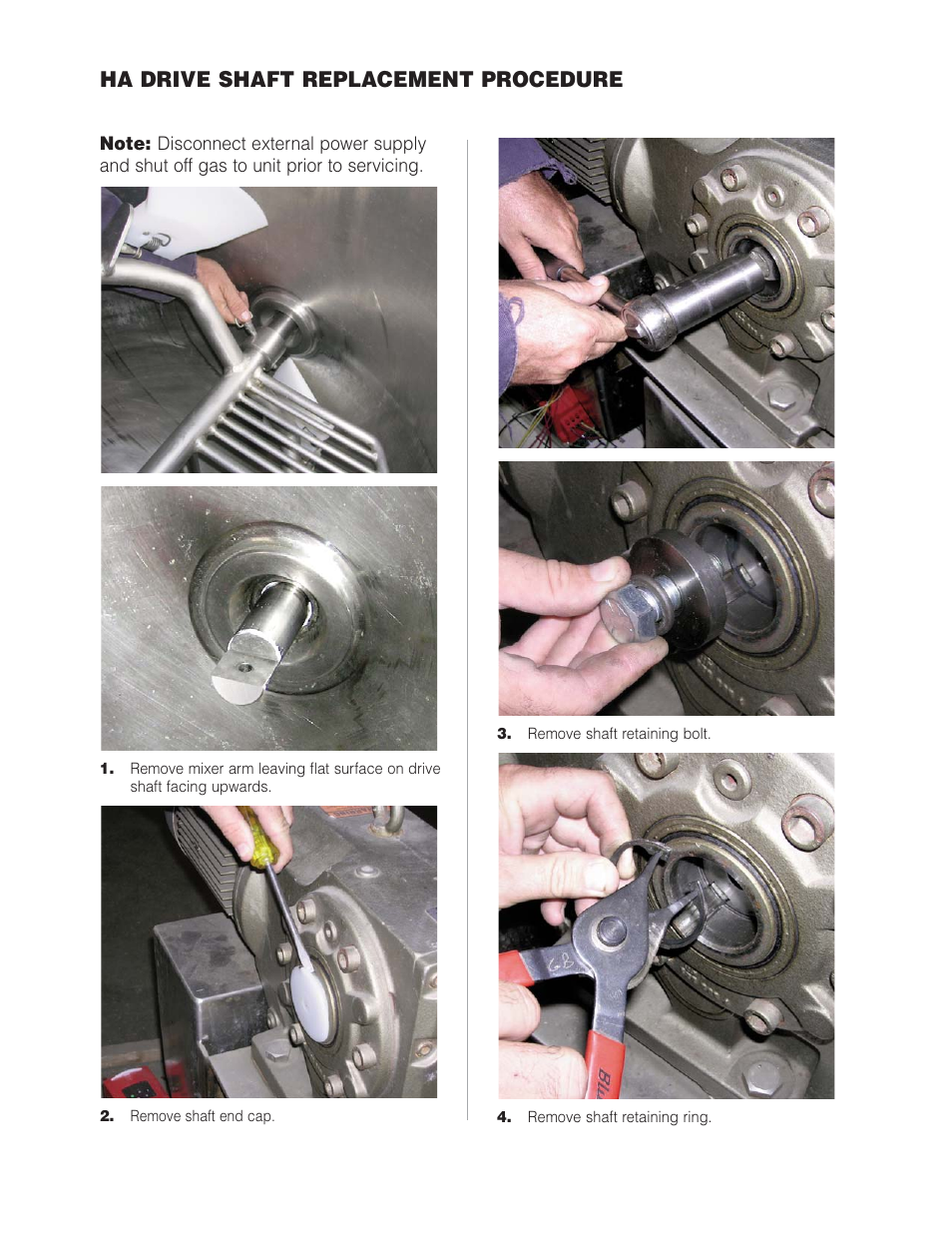 Ha drive shaft replacement procedure | Cleveland Range HA-MKGL-80 User Manual | Page 40 / 47