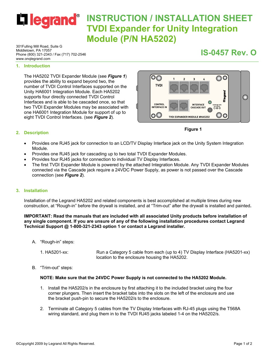 Legrand HA5202 User Manual | 2 pages