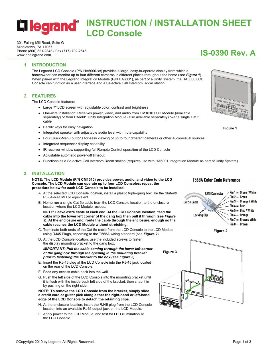 Legrand HA5000-xx User Manual | 3 pages