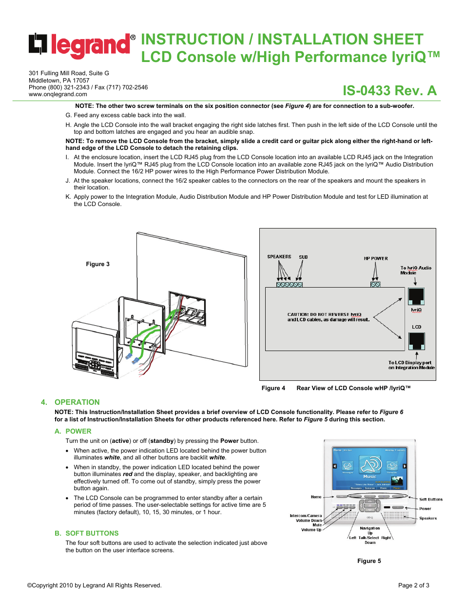 Is-0433 rev. a | Legrand IS-0433 User Manual | Page 2 / 3