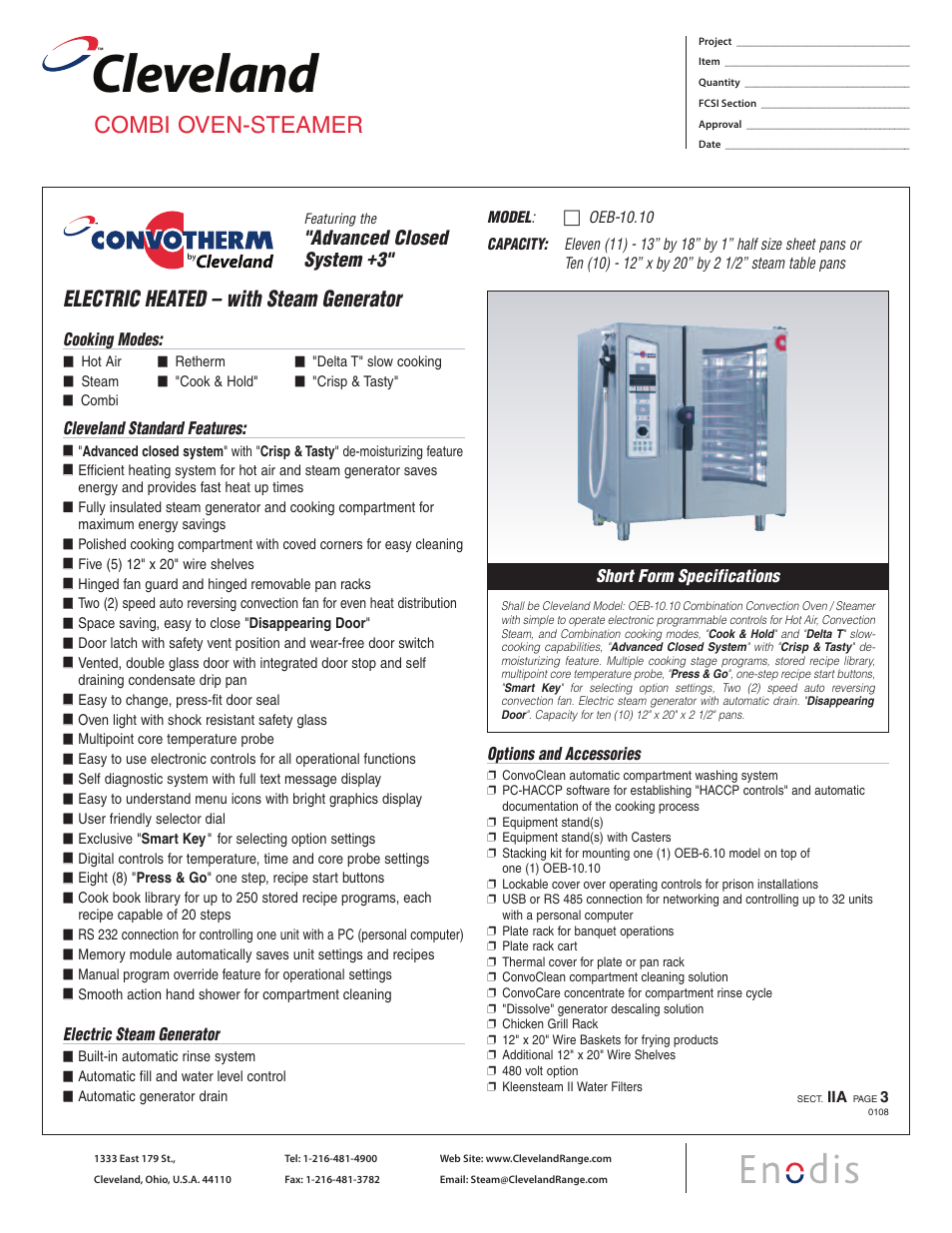 Cleveland Range OEB-10.10 User Manual | 2 pages