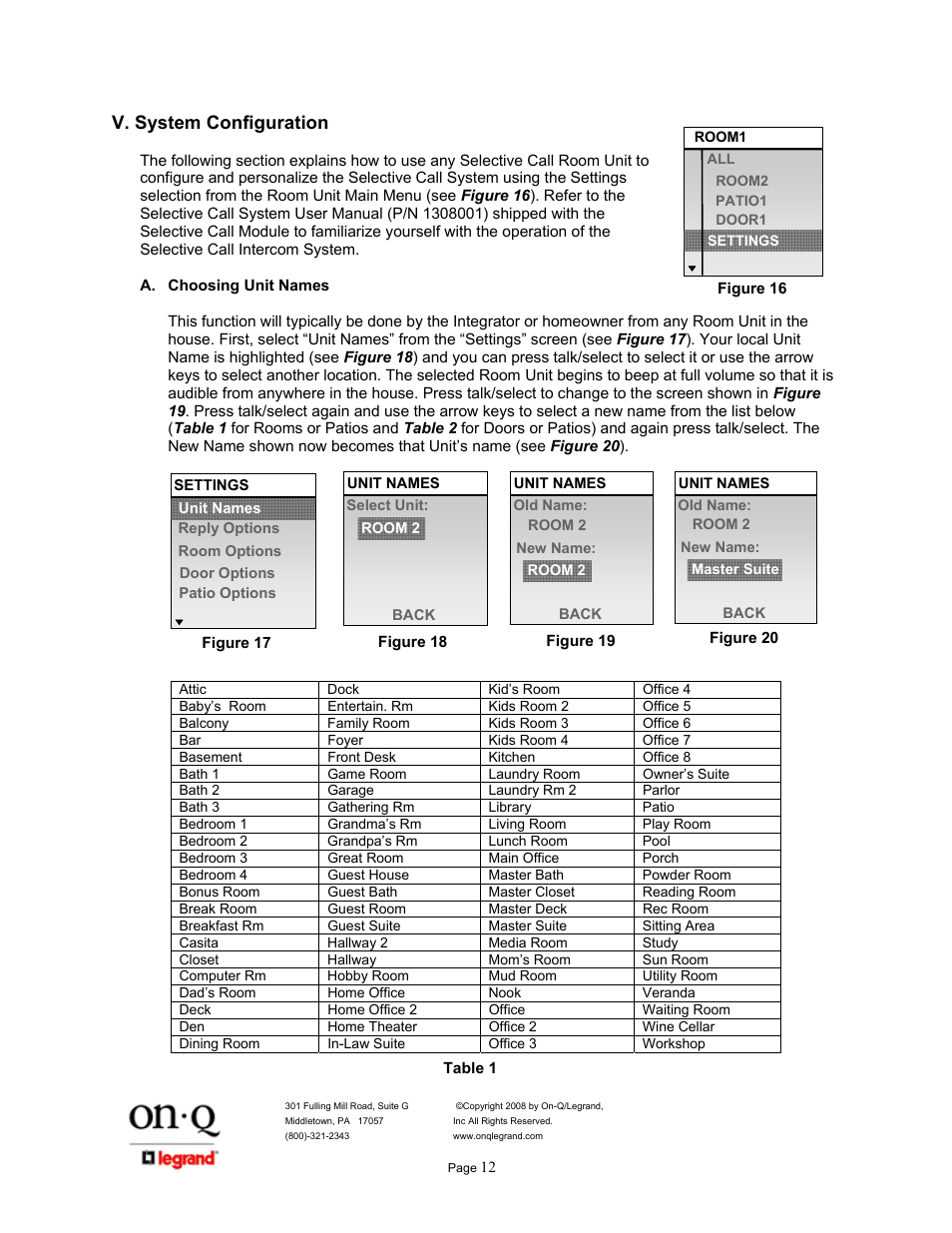 V. system configuration | Legrand IC5400 User Manual | Page 16 / 26